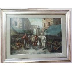 Quadro a. giordano,napoli,pulcinella,originale