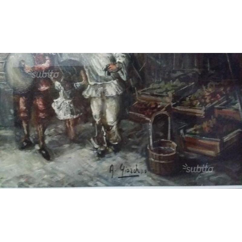 Quadro a. giordano,napoli,pulcinella,originale