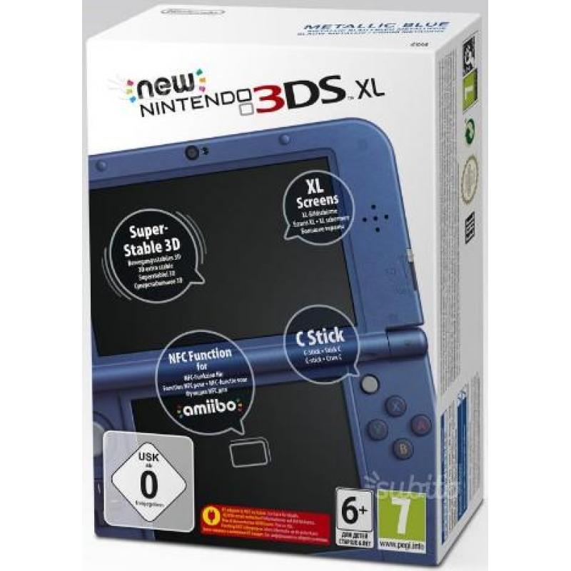 Nintendo new 3dsxl nera/Blu nuove