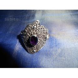 Anello etnico argento 925 ametista