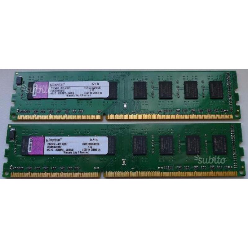 Kingston Ram 2x2GB DDR3 1333Mhz PC3-10600 CL9 240p