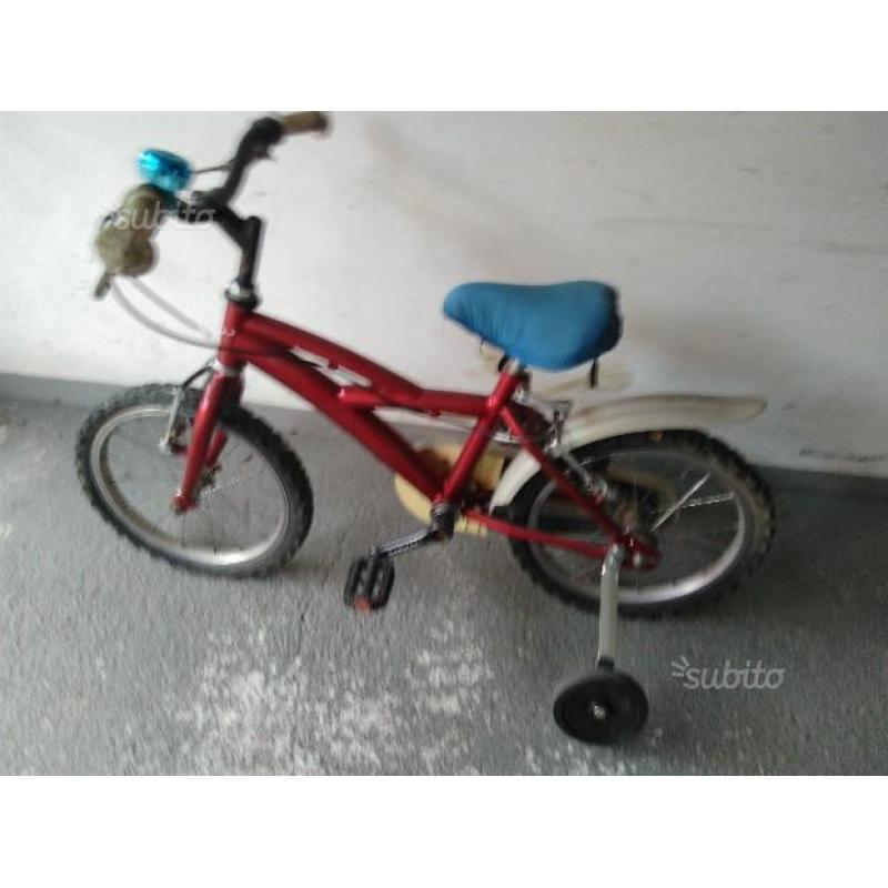 Bicicletta rosso metallizzato 16" unisex bimbi