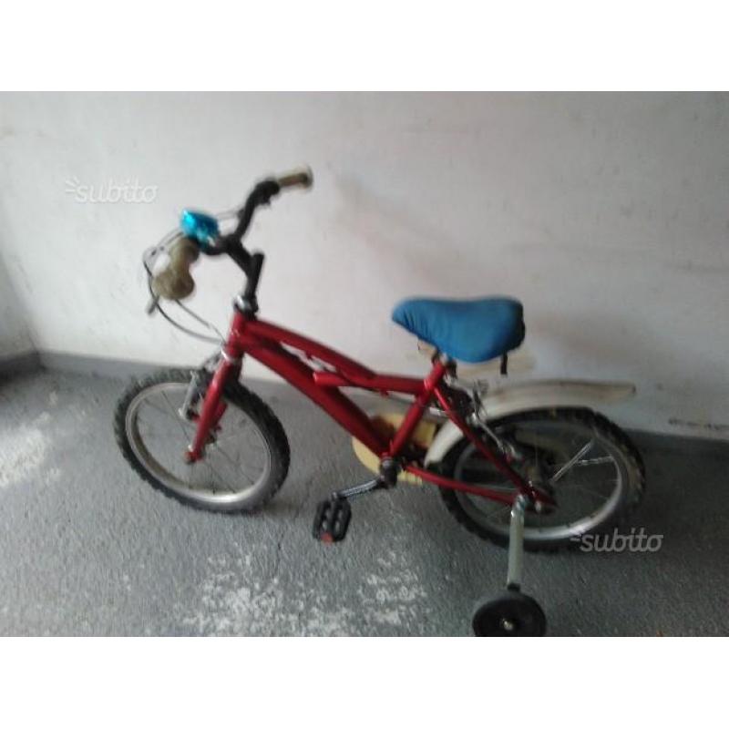 Bicicletta rosso metallizzato 16" unisex bimbi